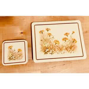 Vintage St Michael Marks & Spencer Floral Table Mats & Coasters Set - Made in UK